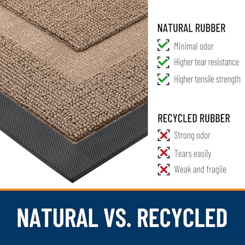Image of OLANLY Half Circle Door Mat Indoor Outdoor Entrance Welcome, Waterproof All-Season, All-Weather Doormat, Sturdy Natural Rubber, Low Profile, Easy Clean Patio Porch Entryway Mat, 33x21, Mocha