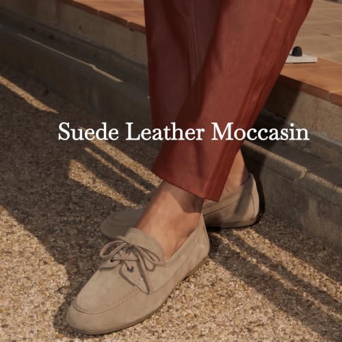 Image of C.Paravano Women Suede Leather Loafers Slip-ons Moccasin Boat Shoes Flats