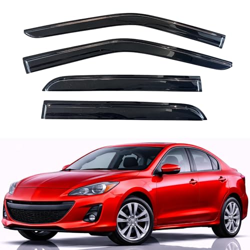 Image of KPY Rain Guards Fit for 2010-2013 Mazda 3 Sedan, Out-Channel Window Visors Vent Wind Deflectors 4PC, Car Accessories for 10-13 Mazda 3 Sedan (Excludes Hatchback)