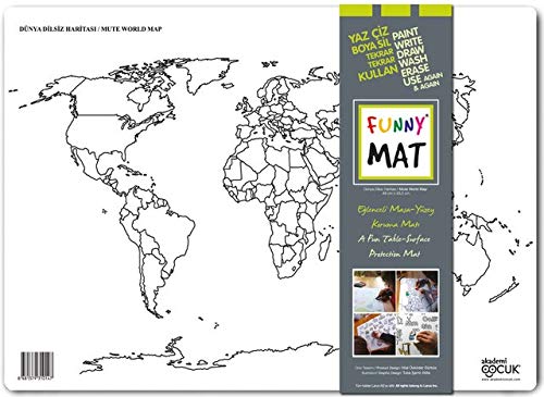 Funny Mat,Reusable Silicone Coloring Mat,Dry Erase Tablecloth Paper Washable,Easy to Clean,Kids Motor Skills improvement,BPA Free,No Harsh Chemicals,100% Safe Plastic (Mute World - Medium) by Gifted