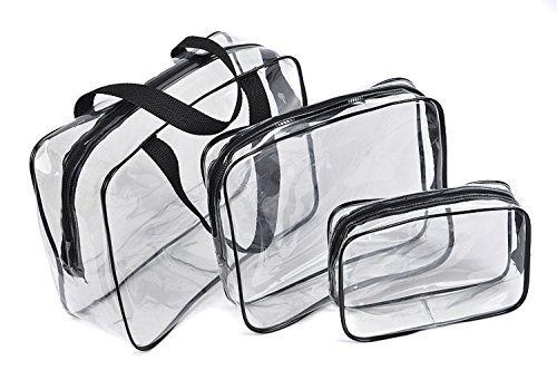 Luckystaryuan Set of 3 Waterproof Makeup Bag Travel Toiletry Bag(black)