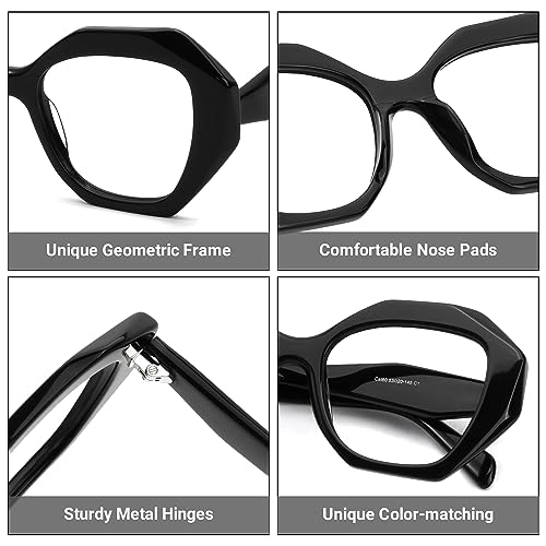 Image of Zeelool Stylish Oversized Geometry Glasses Blue Light Blocking for Women Men Cali ZJGA351954-01 Black