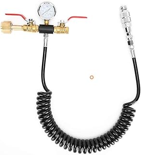 Jimfoty CO2 Cylinder Refill Adapter Fill Station Connector Kit,CO2 Double Valve Soda Hose with 3000psi Meter Kit Accessories W21.8-14 for Soda Stream Sodastream Adapter
