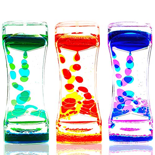 LYPGONE Liquid Motion Bubbler Timer Pack of 3 Hourglass Liquid Bubbler Sensory Toys ADHD Fidget Toy Anxiety Autism Toys Calm Relaxing Desk Toys