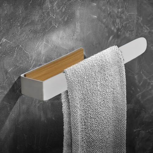 Toalleros De Baño Sin Taladro Adhesivo Blanco Bambu Toallero Pared Soporte Toallas Baño 30 cm Cocina Lavabo Porta Toallas