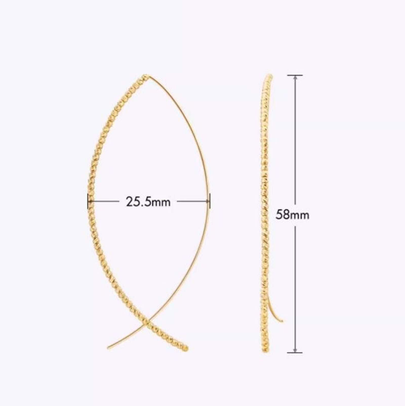 KnSam Biżuteria z prawdziwego złota 9K/14K/18K żółte złoto Creole Hoop, kolczyki w stylu vintage ryba, kolczyki Boho Au750/ 585/375 złoto