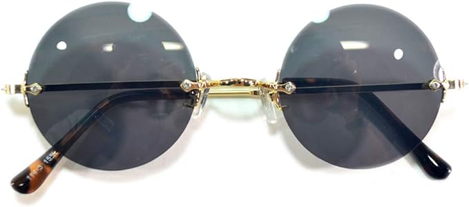 Amazon サングラス 伊達メガネ ツーポイント 縁なし ボストン ラウンド 丸メガネ ライトカラーレンズ 薄い色 色付き カラーレンズサングラス メンズ レディース Uvカット サングラス 通販