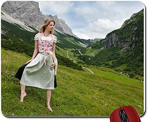 women mountains barefoot belinda dirndl 4000x2667 wallpaper mouse pad computer mousepad
