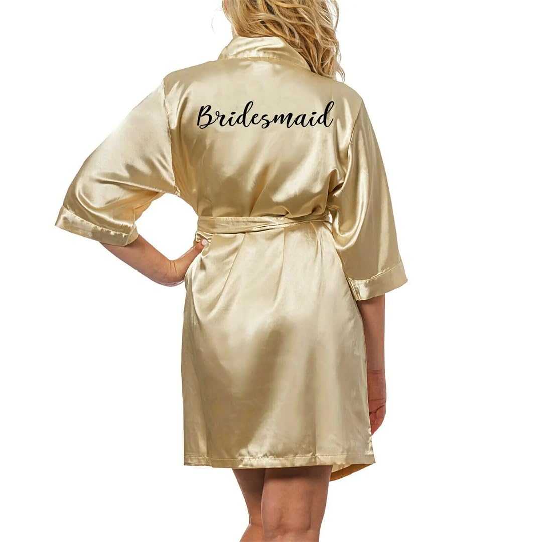 Yeuyyben Oro Robes Raso di Seta Abiti Sposa Damigella D'onore Robe Matrimonio Accappatoio Abito Da Donna Sleepwear