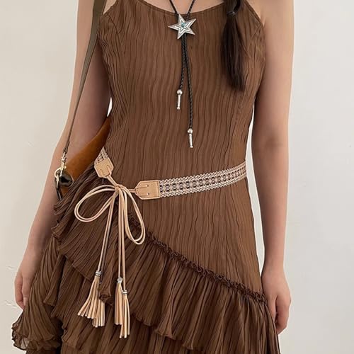 Cowgirl Waist Chain Casual Tie Belt Vintage Waist Ceinture Cowgirl Lady Belt Exquisite Hollow Flower Western Tie Belts For Wo4