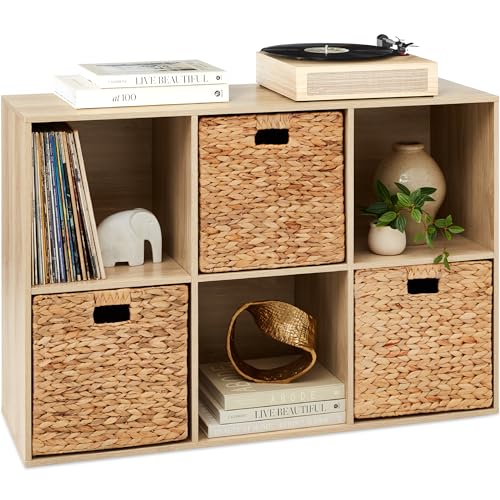 Image of Best Choice Products 6-Cube Storage Organizer, 13.5in Shelf Opening, Bookcase, Display Shelf, Customizable w/ 3 Removable Back Panels – Light Oak