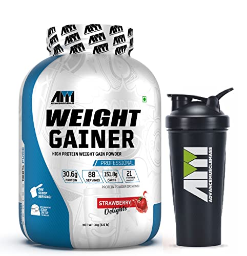 Advance MuscleMass Weight Gainer With Innovative Scoop On Top | 5.1 G Protein | 25.3 G Carbs|With Shaker 700 ml…