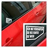 2x Sticker generisch Ich nix nix Karte! Du Weg! 8 x 6 cm Auto Aufkleber 2 Stück Rechts & Links AUSSEN Kaufvertrag Autohändler Aufkleber Dub Dapper Aufkleber Tuning Fun Sport Funny lustig (Weiß Matt)