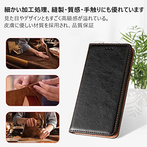 KWATUNG iPhone 14 ケース 手帳型 合皮レザー iPhone 14 手帳型ケース iphone 14カバー おしゃれ アイフォン 14 ケース 手帳型 手作 アイフォン 14 手帳型 ケース 耐衝撃 全面保護 iPhone14 対応 ケース 手帳型 iPhone 14 ケース 財布型 汗や指紋防止【iPhone 14対応 6.1インチ】ブラック