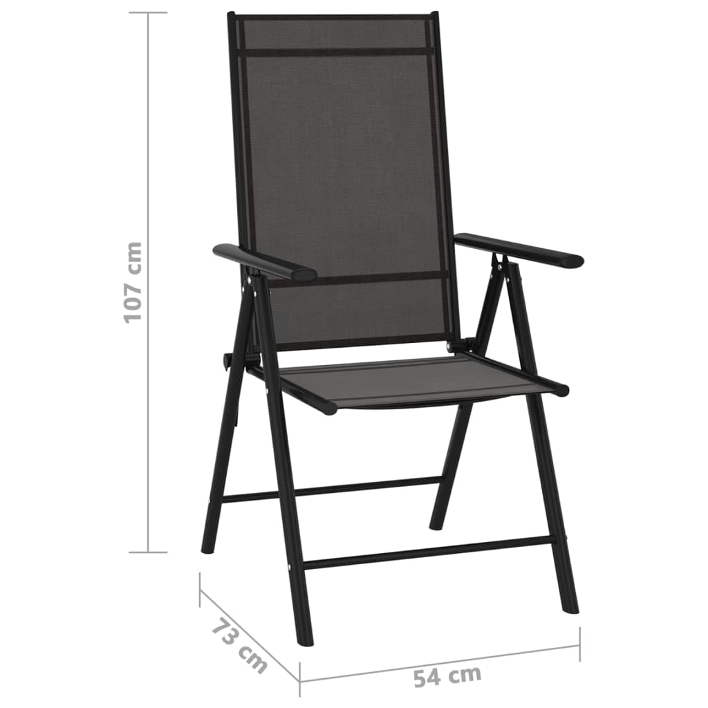 9-częściowy zestaw mebli ogrodowych, czarny, antracyt, aluminium, z 6 krzesłami, 1 leżak do opalania, 2 podnóżki, składane, do ogrodu, na balkon, do wypoczynku na świeżym powietrzu