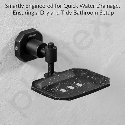 Image of Plantex 304 Grade Stainless Steel Soap Holder for Bathroom /Soap Dish /Soap Stand for Kitchen Sink /Soap Case /Bathroom Accessories- Nipron (Black)