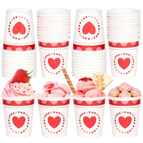 50 Pcs Valentine's Day Disposable Cups 8 oz, Paper...