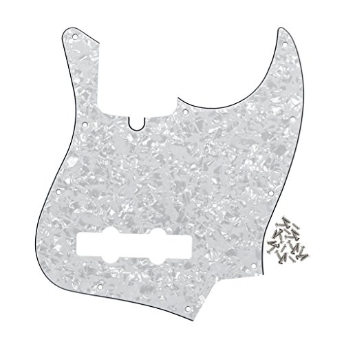 Ikn Jazz Bass Pickguard 10 Hole Guitar Pickguard For 4 Strings Usa/Mexican Standard Jazz Bass Modern Style, 4Ply White Pearl #TOP6