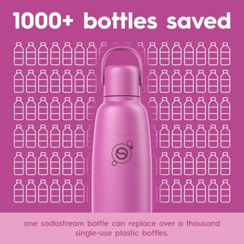 Image of sodastream Fizz & Go Cool, Stainless Steel Carbonated Water Bottle 0.9L, Insulated Metal Bottle for Sparkling Water, Compatible with TERRA, ART, ENSO & More in Guava Pink