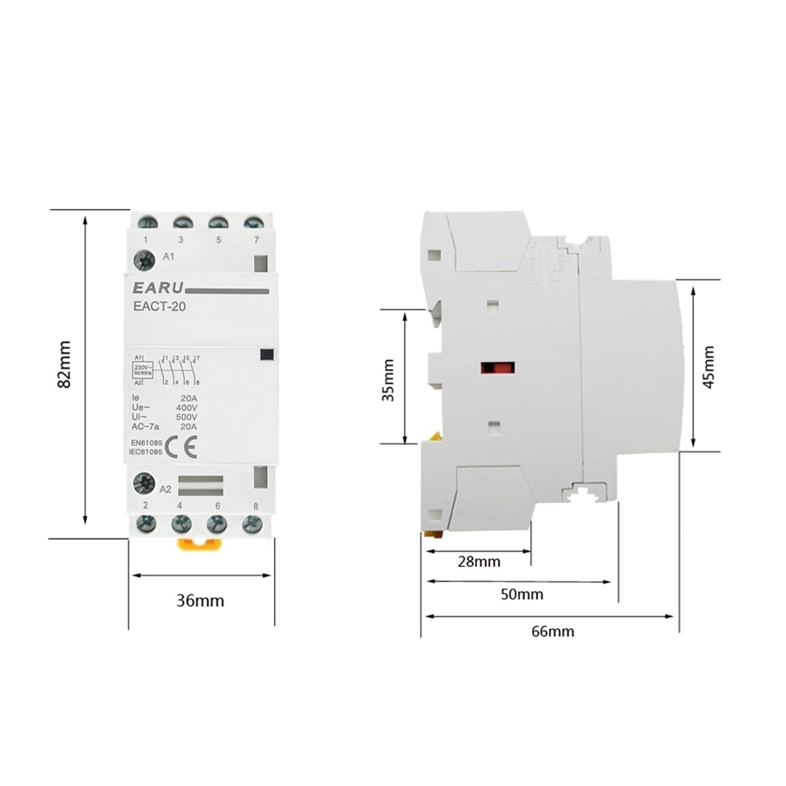 Contactor Modular doméstico montado en carril Din eléctrico 4P 16A 20A 25A DC24V AC110V AC220V 50/60Hz 4NO 4NC 2NO2NC(4P 16A,3NO1NC,24V)