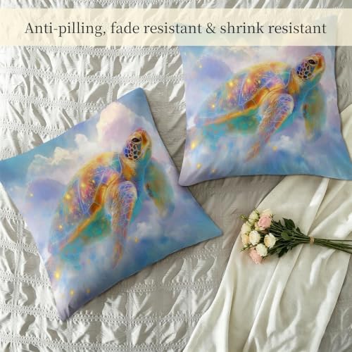Edredón de 155 x 220 cm para todo el año con estampado de tortuga marina suave y lavable 7