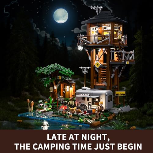 Funwhole Lookout Campground Lighting Building-Bricks Set - Retro Wild Camping Car and Family Minifigures LED Light Building Set 1426 Pcs for Adults and Teen - Image 3
