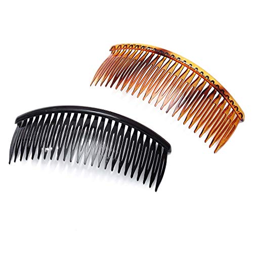 JONKY French Hair Side Combs Plastic Twist Comb Hair Side Combs Tortoise Side Comb Hair Accessories for Women and Girls (Pack of 2)