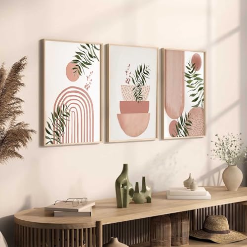 Image of HOTHOUSE Painting Boho Wall Art Home Decoration Paintings With Frame For Living Room Bed Room Hotel Wall Decor Digital Reprint Set of 3 (13X17 inch)