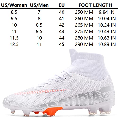 Xjiodf Men's Soccer Cleats Fg/Ag Football Shoes With High-Tops Lace-Up Non-Slip Spikes Outdoor Firm Ground Rugby Cleat White Eu 45 #TOP5