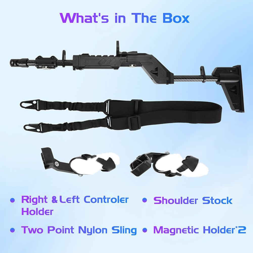 Pistolet VR do Quest 3S/ 3, uchwyt kontrolera strzelania dla gier VR, karabin magnetyczny z paskami na ramię