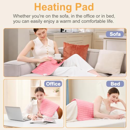 Image of Heating Pad,Electric Heating Pads,Heating Pad for Back,Pink,24x12 Inch | Heating Pads for Shoulder,Neck,Abdomen,Knee,Arms,Legs,Heat Pad for Birthday Father Mother Gift Women Men,6 Heat Settings