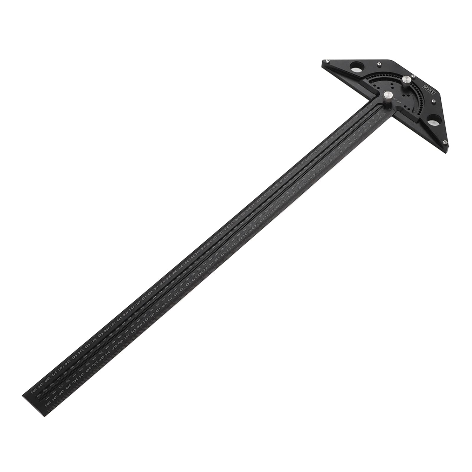 Regla de Trazado de Carpintería Multifuncional Duradera y Precisa para Proyectos de Carpintería Aleación de Aluminio Negro 1 Unidad