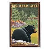 Lantern Press Big Bear Lake, California, Black Bear in Forest, 8x12 Inch Art Print Wall Decor