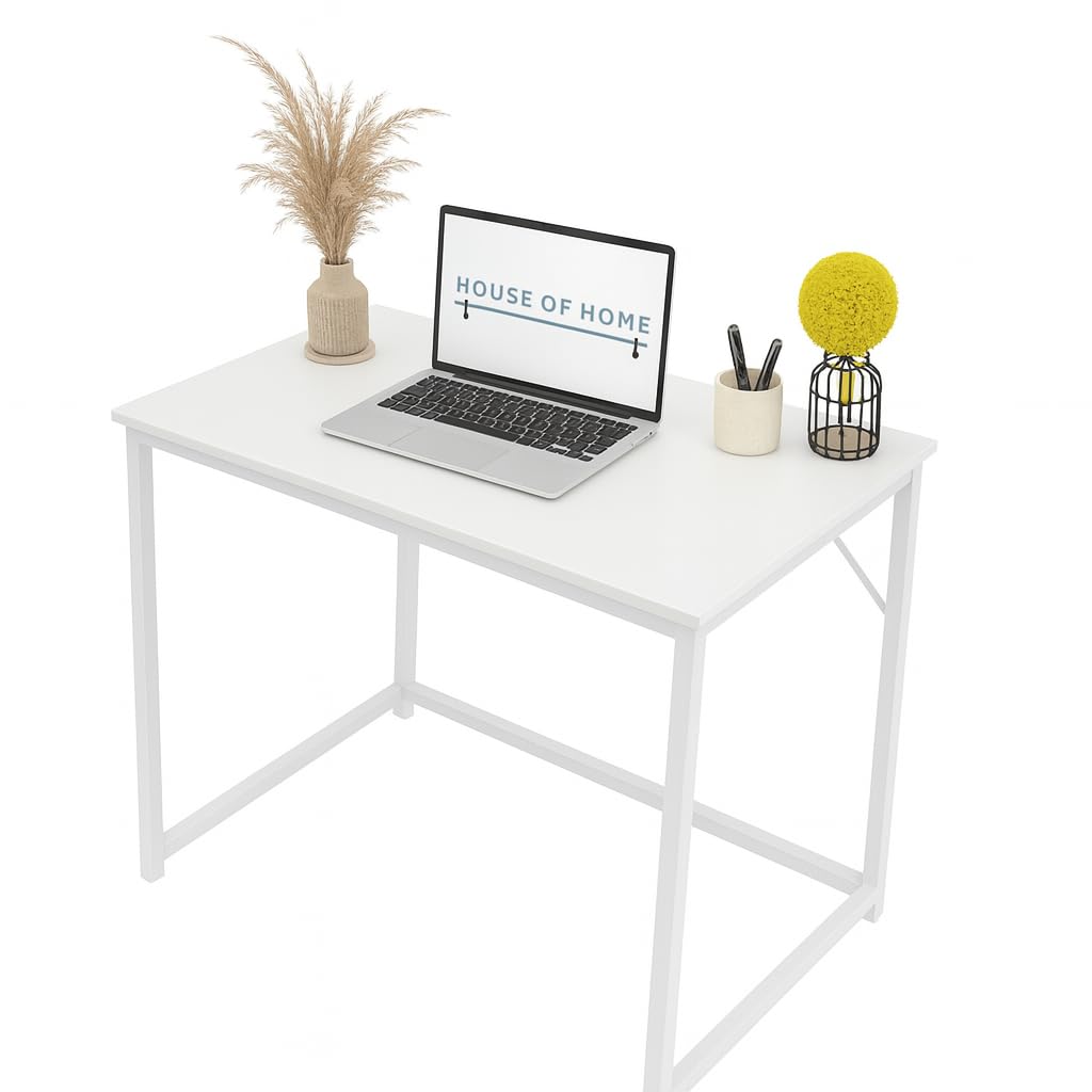 Direct Online Houseware Computer Desk 80 x 50 cm Office Desk for Home Office Workstation for Studying or Gaming Easy Assembly Rustic White Top