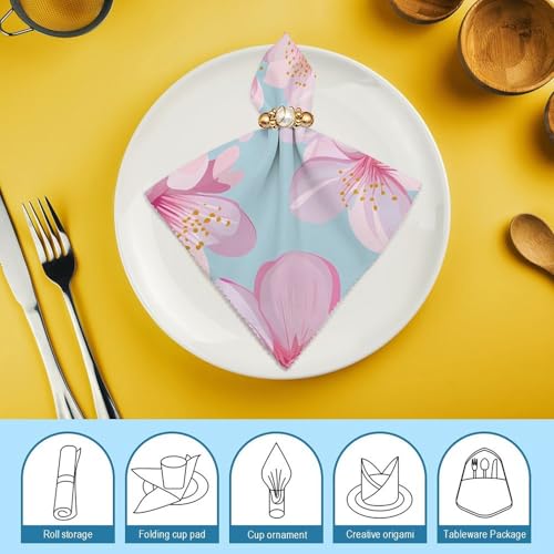 Servilletas de tela con diseño de cerezas y acabado cuadrado para comedor 8