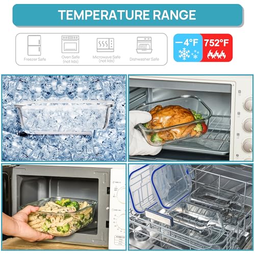 Image of Vtopmart 2Pack 2260ml /76.4oz Extra Large Glass Storage Containers, Blue