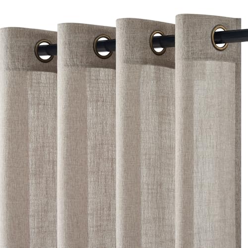 Topfinel Rideau Voilage Lin, Rideaux pour Salon Chambre 140x225cm, Moderne Rideau Translucides et...