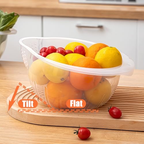 Image of Japanese Rice Strainer Quinoa Washing Bowl Small Grains Washer Cleaner | Plastic Side Drainers Colander for Rinsing Fruits, Vegetables and Beans, BPA-Free