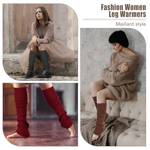 Image of Sintege 6 Pairs Kawaii Leg Warmers Japanese Style Knitted Loose Socks Leg Warmers for Girls Women Lolita Costume School