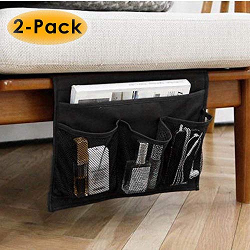 MFEI Bedside Organizer Bed Sofa Hängende Tasche Halter Beutel Aufbewahrung für Bücher Telefon Gläser TV Remote 2 Pack