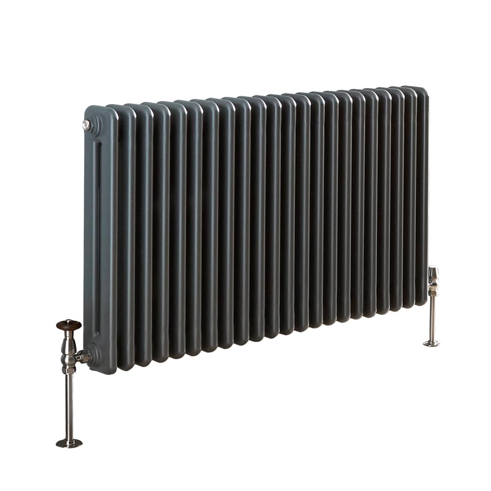 Milano Atticus Anthracite Cast Iron Style Horizontal Double Column Radiator - 600mm x 1000mm