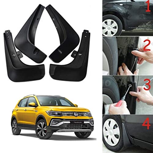 Image of Oshotto (O.E.M Fitting Cup Type) Mud Flap /Splash Guard Compatible with Volkswagen Taigun New Small (Set of 4)