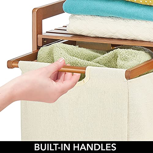 mDesign Freestanding Bamboo Double Laundry Hamper thumbnail 3