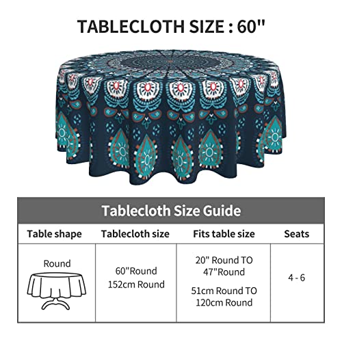 Tiehrpr Round Tablecloth 60 Inch Boho Table Cloth Stain Resistance Water Repellent And Wrinkle-Free For Indoor And Outdoor Decor Use #TOP4