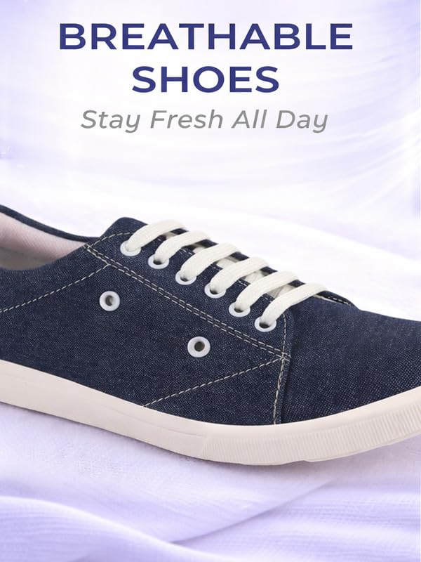 Image of FAUSTO Men Casual Classic Canvas /Fabric Sneaker Shoe | Lightweight Comfort Insole | Everyday 6-Eye Lace Up Shoes with Anti Skid TPR Sole
