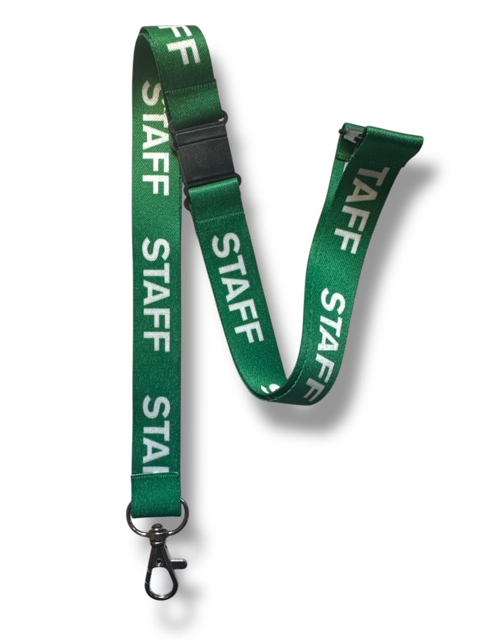 PAC Supplies Global Eco Friendly RPET Staff Printed Lanyard with 3-Point Safety Breakaway (1, Green)