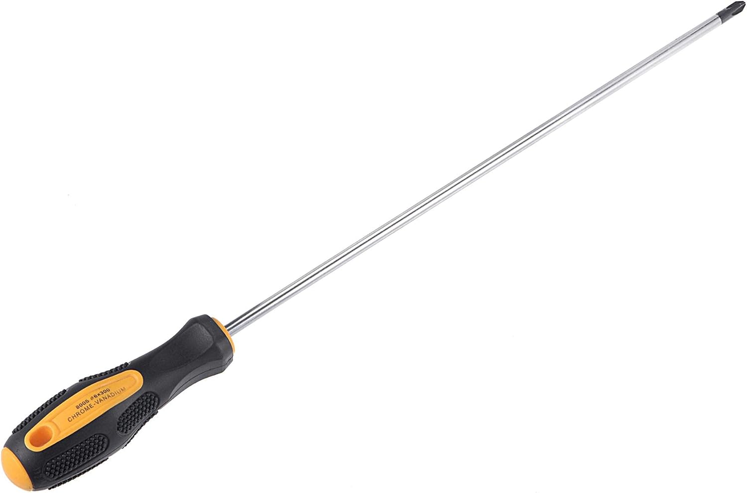 uxcell #2 Phillips / 7mm Slotted Magnetic Screwdriver Set, 12" S2 Steel Round Shaft Non-Slip Black+Yellow Handle