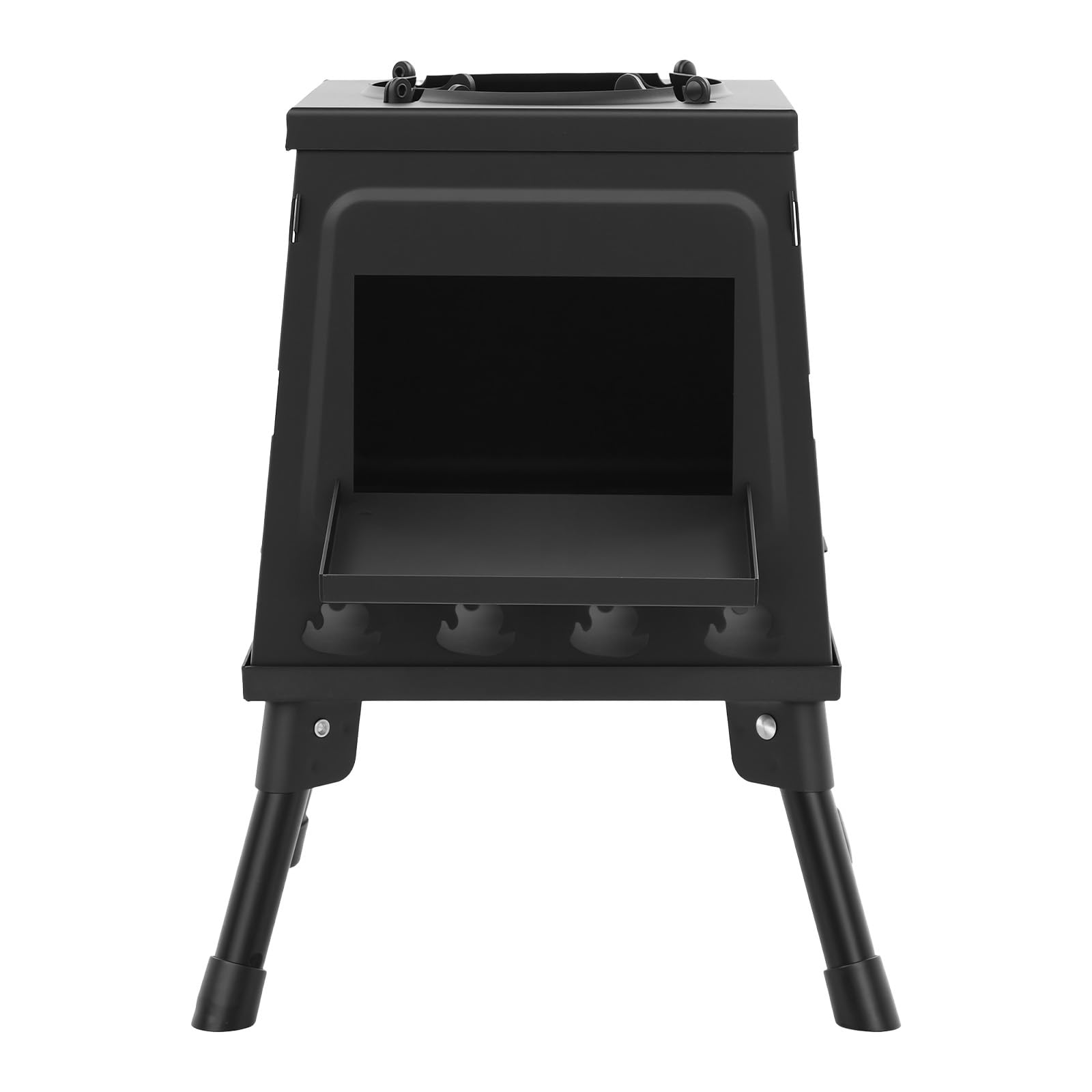 Estufa portátil de acero plegable para camping, estufa de leña multifuncional para exteriores, para 3-5 personas, color negro