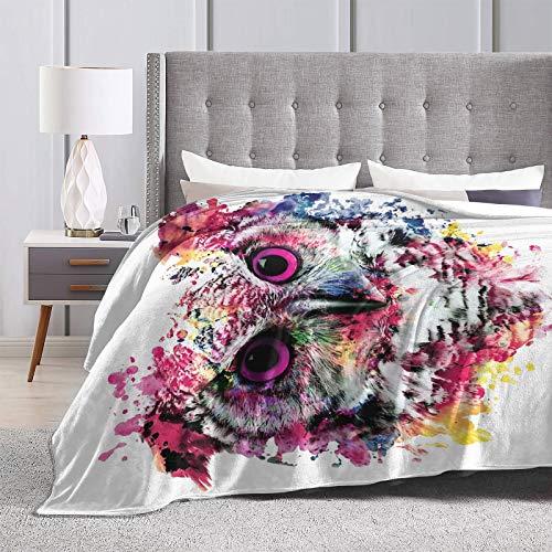 Owl Fleece Throw Blanket Lightweight Super Soft Flannel Bed Blanket Perfect Home Decor For Couch Chair Sofa Living Room 50"X40" Small #TOP3