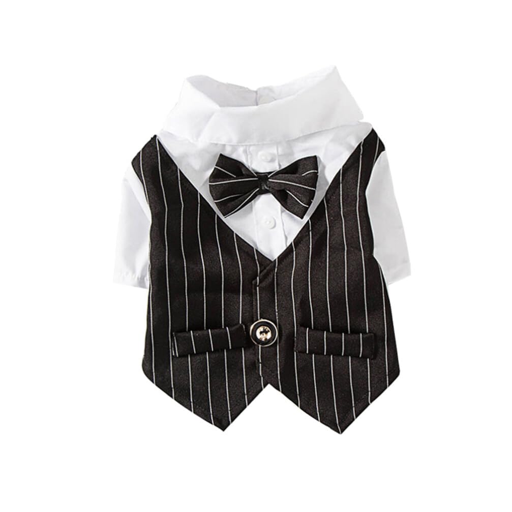 FRCOLOR 3pezzi Costume Elegante Per Cani Stile Smoking Nero Xs Abbigliamento Per Feste e Matrimonio Vestito Per Animali Domestici Comodo e Facile Da Indossare Per Occasioni Speciali